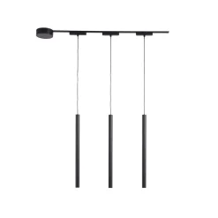 Lindby Skinnesystem 48V Lumaro, pendel, rørpære, 3 lyskilder, svart| Skinnesystem