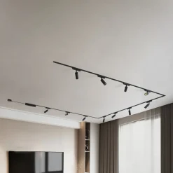 Lindby Skinnesystem 48V Lumaro, spots, 11 lyskilder, svart, Ø4cm, dimbar| Kontorbelysning|Skinnesystem