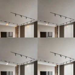 Lindby Skinnesystem 48V Lumaro, spots, 11 lyskilder, svart, Ø4cm, dimbar| Kontorbelysning|Skinnesystem