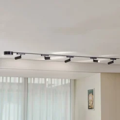 Lindby Skinnesystem 48V Lumaro Spot 5 lyskilder svart Ø 4cm dimbar| Kontorbelysning|Led-Innendørs