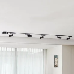 Lindby Skinnesystem 48V Lumaro Spot 5 lyskilder svart Ø 4cm dimbar| Kontorbelysning|Led-Innendørs