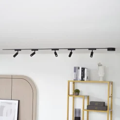 Lindby Skinnesystem 48V Lumaro Spot 5 lyskilder svart Ø 4cm dimbar| Kontorbelysning|Led-Innendørs