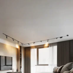 Lindby Skinnesystem 48V Lumaro, spots, 9 lyskilder, svart, 13,1 cm, dimbar| Skinnesystem