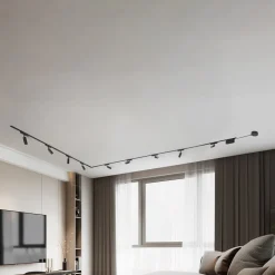 Lindby Skinnesystem 48V Lumaro, spots, 9 lyskilder, svart, 13,1 cm, dimbar| Skinnesystem