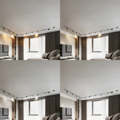 Lindby Skinnesystem 48V Lumaro, spots, 9 lyskilder, svart, 13,1 cm, dimbar| Skinnesystem