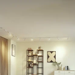 Lindby Skinnesystem 48V Lumaro, spots, 9 lyskilder, hvit, Ø4cm, 25cm, dimbar| Kontorbelysning|Skinnesystem