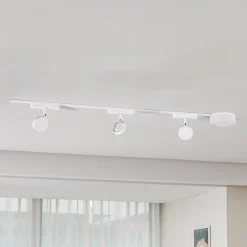 Lindby Skinnesystem 48V Lumaro, spotlights, 3 lyskilder, hvit, Ø 7,3 cm| Skinnesystem