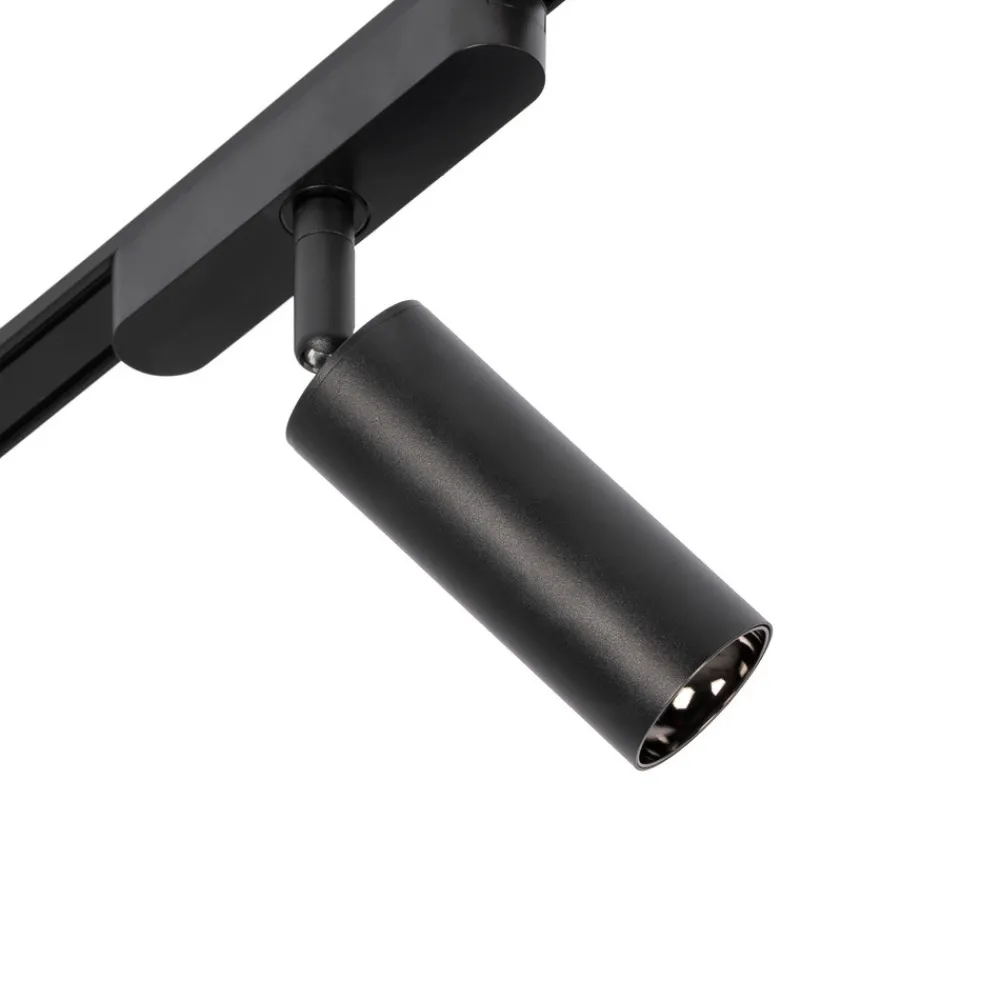 Lindby Skinnesystem 48V Lumaro, spots, 7 lyskilder, svart, Ø 4cm