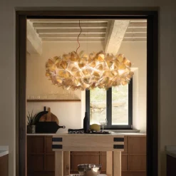 Slamp hengelampe Clizia Mama Non Mama, Ø78 cm, gull/rød Online