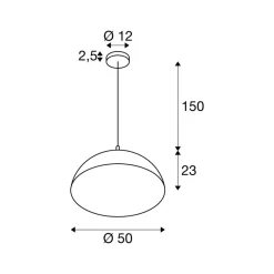 SLV hengelampe Forchini, 50 cm svart/gullfarget plast Hot