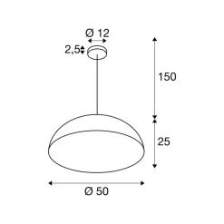 SLV hengelampe Forchini M, 50 cm, svart/gullfarget, metall| Butikkbelysning
