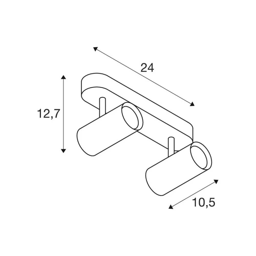 SLV LED-downlight Noblo, lengde 24 cm, metall, 2 lyskilder, 24 W, 120 lm, 5000 Best