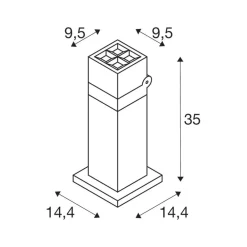 SLV LED-sokkellampe S-Cube 35, antrasitt, aluminium, høyde 35 cm Clearance