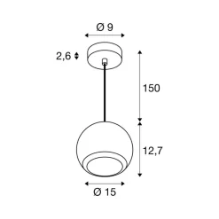 SLV Pendellampe Light Eye 150, hvit, Ø 15 cm, metall| Butikkbelysning
