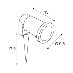 SLV utendørs spot Nautilus Spike XL, svart, aluminium, Ø 6,5 cm| Kommersiell Utebelysning