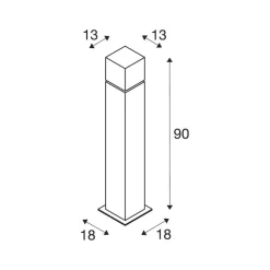SLV veilampe Square Pole, høyde 90 cm, grå, stål Hot