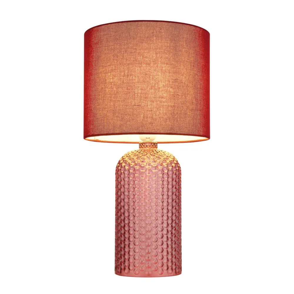Globo Sofia bordlampe, rød, høyde 50 cm, stoff/glass New