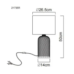 Globo Sofia bordlampe, rød, høyde 50 cm, stoff/glass New
