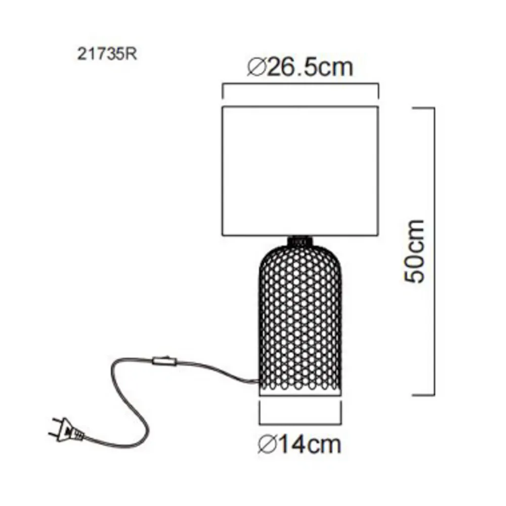 Globo Sofia bordlampe, rød, høyde 50 cm, stoff/glass New