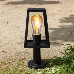 LUTEC Sokkellampe Fia i matt svart med transparent glass Clearance