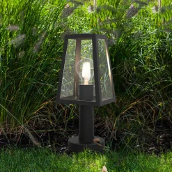 LUTEC Sokkellampe Fia i matt svart med transparent glass Clearance