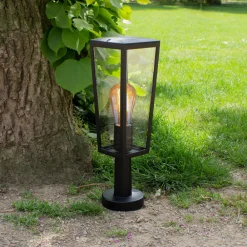 LUTEC Sokkellampe Pine av aluminium og glass, IP44| Sokkellamper