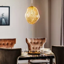 TK Lighting Sol pendellampe i glass, Ø 35cm, svart/amber| Pendellamper