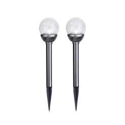 STAR TRADING Solardrevne LED-staver med kuler (2-pakning)| Dekorasjonsbelysning|Solcellelamper