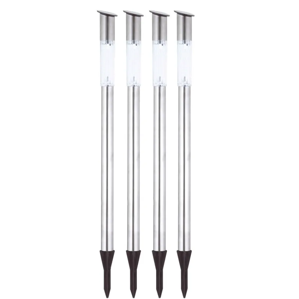 Globo Solar-LED-veilampe jordspyd stål 4-pak| Solcellelamper|Utespotter