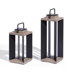 Les Jardins Solcellelykt Teckalu, aluminium svart, 45,5 cm| Solcellelamper Med Sensor|Terrassebelysning