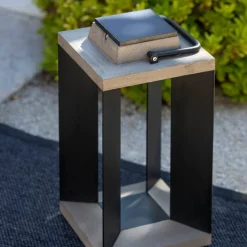 Les Jardins Solcellelykt Teckalu, aluminium svart, 45,5 cm| Solcellelamper Med Sensor|Terrassebelysning