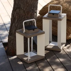 Les Jardins Solcellelykt Teckalu, Duratek/hvit, 36,5 cm| Solcellelamper Med Sensor|Solcellelamper