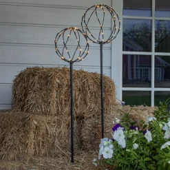 STAR TRADING Sphere LED-lampe med jordspyd, svart, metall, sett med 2 stk Online