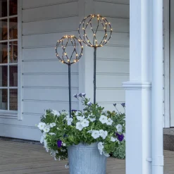 STAR TRADING Sphere LED-lampe med jordspyd, svart, metall, sett med 2 stk Online