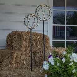 STAR TRADING Sphere LED-lampe med jordspyd, svart, metall, sett med 2 stk Online