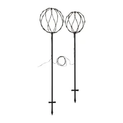 STAR TRADING Sphere LED-lampe med jordspyd, svart, metall, sett med 2 stk Online
