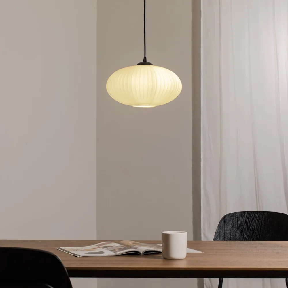 EMIBIG LIGHTING Spisebordslampe Coco, Ø 30 cm, svart/opal, glass| Pendellamper