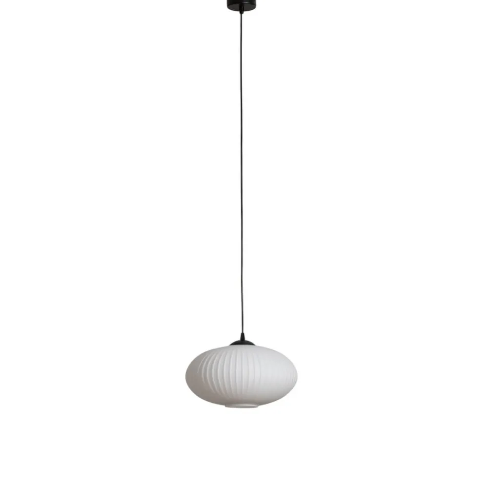 EMIBIG LIGHTING Spisebordslampe Coco, Ø 30 cm, svart/opal, glass| Pendellamper