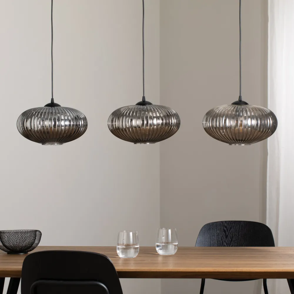 EMIBIG LIGHTING Spisebordslampe Coco, lengde 115 cm, svart/røykgrå, 3 lyskilder. Online