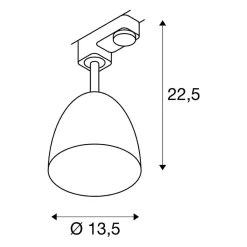SLV Spot Para Cone 14 for 3-faset skinne, svart| Butikkbelysning|Skinnesystem