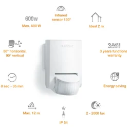 STEINEL IS 130-2 bevegelsessensor hvit| Sensor|Tilbehør