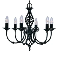 Searchlight Stilfull lysekrone ZANZIBAR med 6 lys, svart| Lysekroner