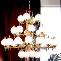 ORION Stilig OBJEKT lysekrone i bronse med 32 lys| Lysekroner