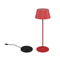 Reality Leuchten Suarez LED oppladbar bordlampe, rød, høyde 39 cm, metall, dimbar Hot