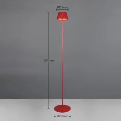 Reality Leuchten Suarez LED oppladbar gulvlampe, rød, høyde 123 cm, metall| Terrassebelysning