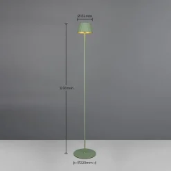 Reality Leuchten Suarez LED oppladbar gulvlampe, grønn, høyde 123 cm, metall| Terrassebelysning