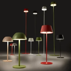 Reality Leuchten Suarez LED oppladbar gulvlampe, grønn, høyde 123 cm, metall| Terrassebelysning