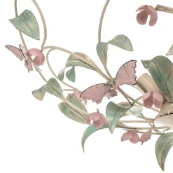 Luminex Taklampe BUTTERFLY, krem/grønn/rosa, stål, 5 lyskilder