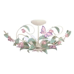 Luminex Taklampe BUTTERFLY, krem/grønn/rosa, stål, 5 lyskilder