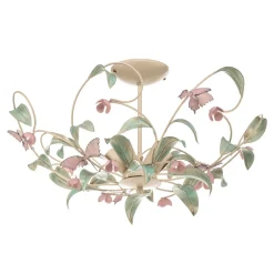 Luminex Taklampe BUTTERFLY, krem/grønn/rosa, stål, 5 lyskilder